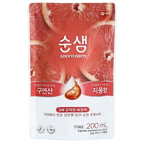 순샘 구연산 자몽 주방세제 리필 200ml ~ 주방세제