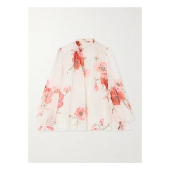 짐머만 라이트버스트 러플 플로럴 프린트 코튼 실크 혼방 보일 블라우스 크림 1647597339061489