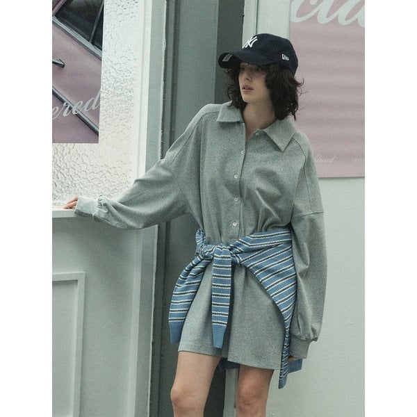 Easy Oversized Shirt One-piece_CTOP713(Grey)