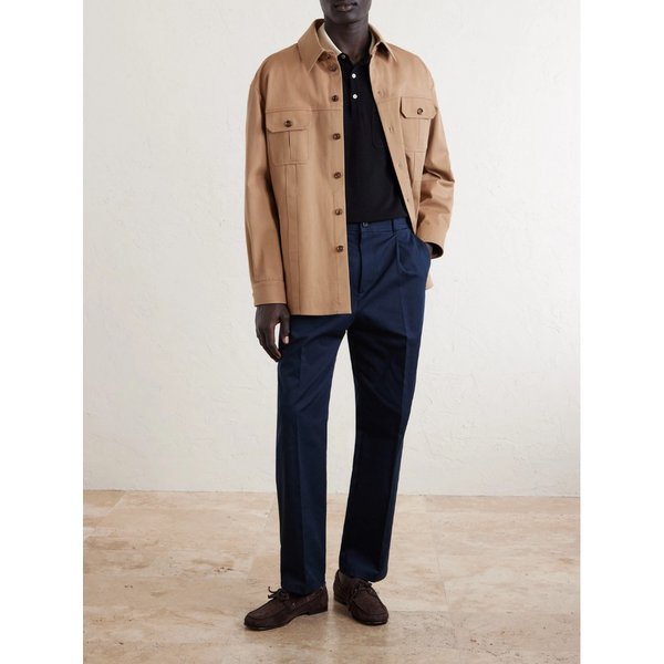 로고 아플리케 코튼 개버딘 오버셔츠 46376663163031168