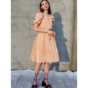 Jacqueline Puff Sleeve Satin Dress_Pink