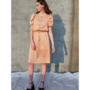 Jacqueline Puff Sleeve Satin Dress_Pink