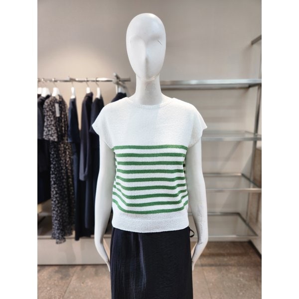 [여주점] [나이스클랍] 스트라이프 슬리브리스 니트 탑 A262PWK523