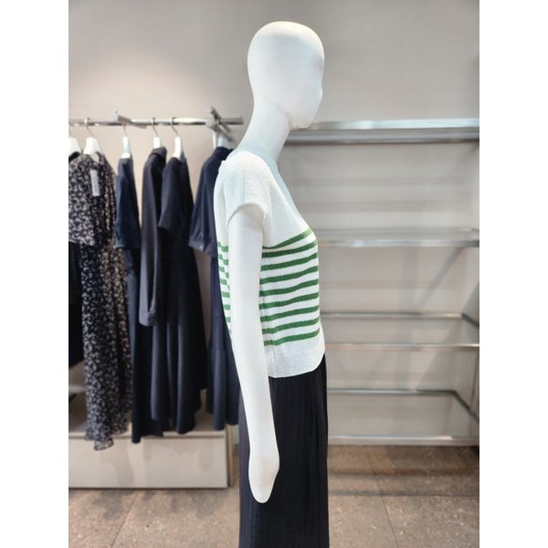 [여주점] [나이스클랍] 스트라이프 슬리브리스 니트 탑 A262PWK523