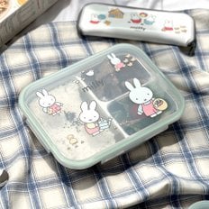 키친유 미피 캐릭터 어린이집 스텐304 3구 식판 토핑이유식 아기스텐식판 뚜껑있는 유아식판 3칸 도시락