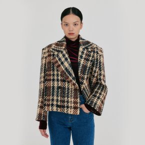 ZUIQI Plaid Wool Blend Jacket - Beige/Black