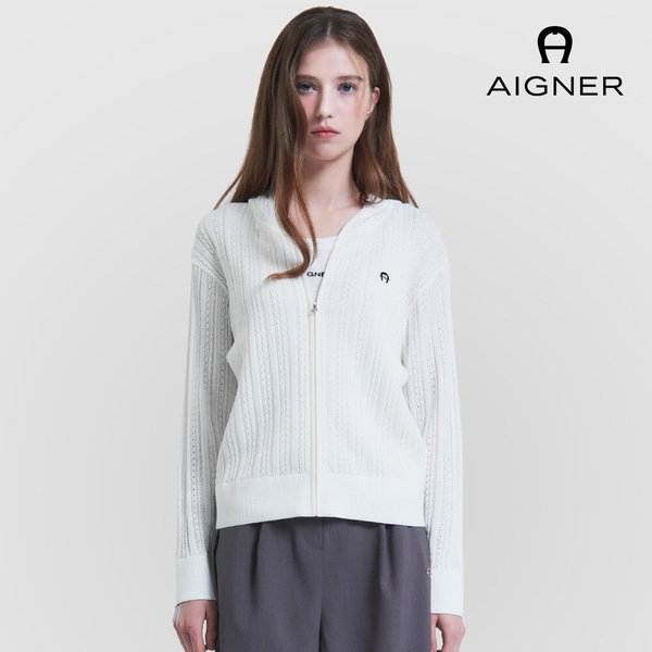 크로쉐 니트 후드 점퍼