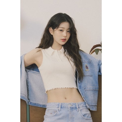타미진스 [장원영PICK] 여성 크롭 립 폴로 티셔츠 T32F1TTO33TWT1 TOMMY JEANS