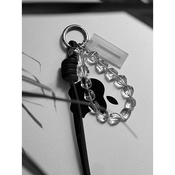 하프 가죽 매듭 볼 키링 Half Leather Knot Ball Keyring (BLACK&GLASS)