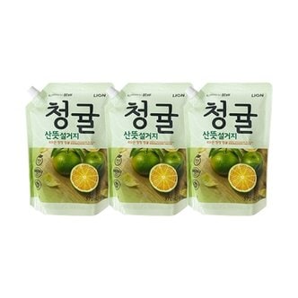  참그린 주방세제 청귤 산뜻 설거지 리필 1kg x3