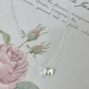 MINI HEART CUBIC SILVER 925 necklace 미니하트볼 큐빅링 모던 데일리 실버 목걸이_P397537997
