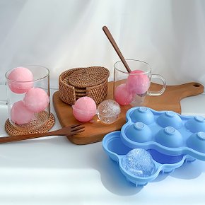 실리콘 얼음틀 빅볼 원형 6구 - 핑크