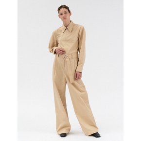 zip long sleeve jumpsuit (beige)