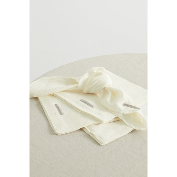 브루넬로쿠치넬리 비즈 장식 리넨 냅킨 4p 세트 크림 29419655932738138