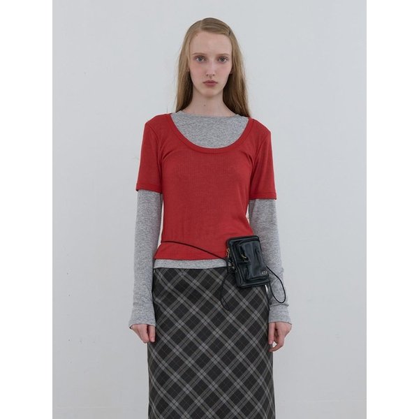 Layered Jersey Top Red