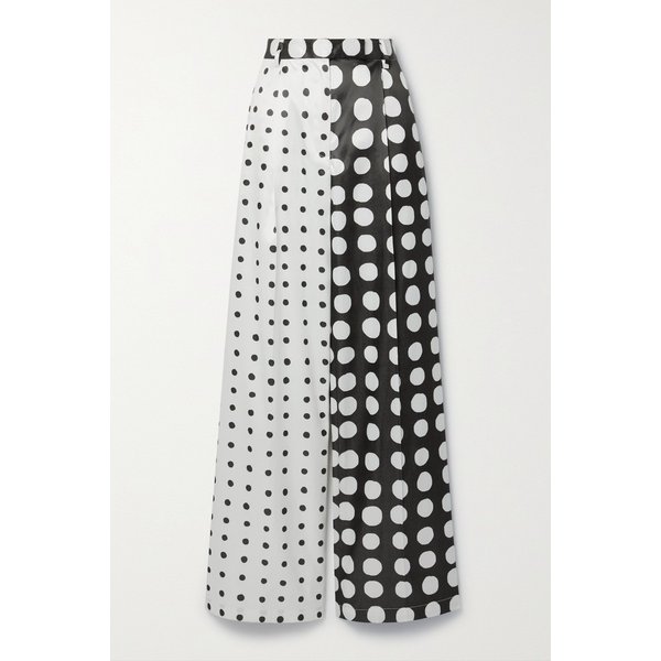 크리스토퍼 존 로저스 Pleated Polka-dot Satin-twill Wide-leg Pants 블랙 42247633208467622
