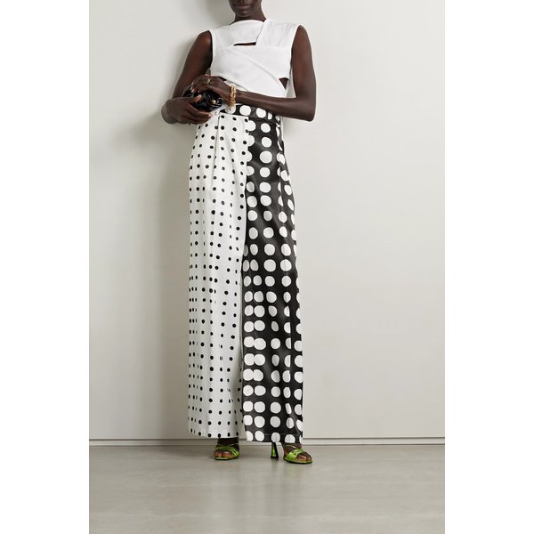 크리스토퍼 존 로저스 Pleated Polka-dot Satin-twill Wide-leg Pants 블랙 42247633208467622