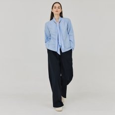 TWOTUCK BUTTON WIDE WOOL PANTS NAVY