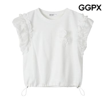 GGPX 레이스 포켓 프릴 민소매 스트링 티셔츠 (GP6TS013F)
