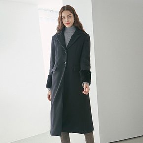 [YAN13] MINK SINGLE LONG COAT_BLACK