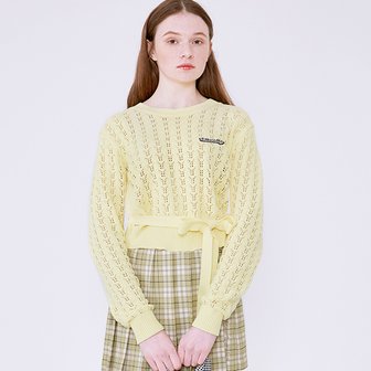 로라로라 (KT-20133) RIBBON CROCHET KNIT PULLOVER YELLOW