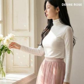 여성 소프트 스판 슬림핏 긴팔 폴라티