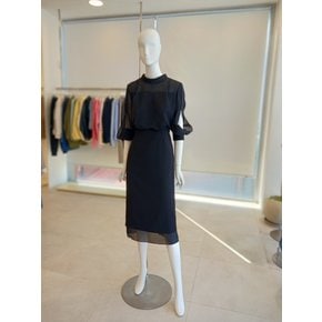 [여주점] [더 아이잗] 여성 시스루 배색 H라인 원피스 (IR3A0OP061)