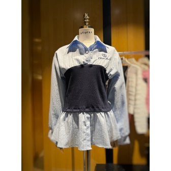 에고이스트 [시흥점] 여성 배색 뷔스티에 스트라이프 블라우스 (ES2JB301)