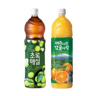  [한번에먹자] 미닛메이드 제주감귤 1.5L 2페트 + 초록매실 1.5L 2페트,