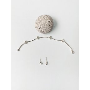 BALL CURVED CHAIN B+E SET 볼 커브드스틱 체인 팔찌 이어링 셋트