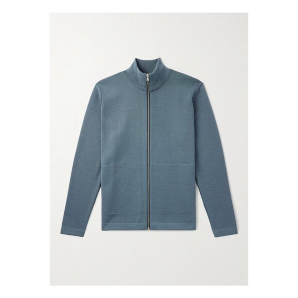 나발 슬림핏 울 집업 가디건 블루 46376663162918483