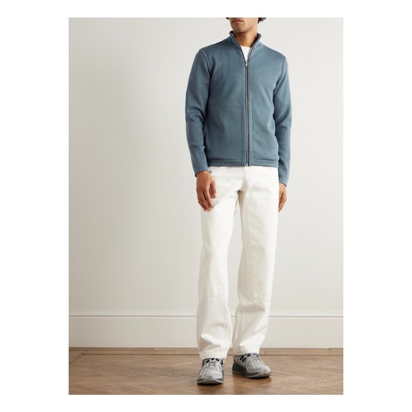 나발 슬림핏 울 집업 가디건 블루 46376663162918483