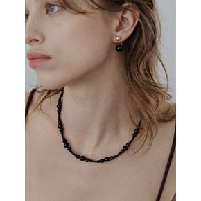 [silver925] TB003 onyx mix black ball necklace