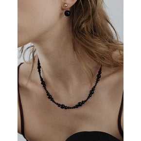 [silver925] TB003 onyx mix black ball necklace