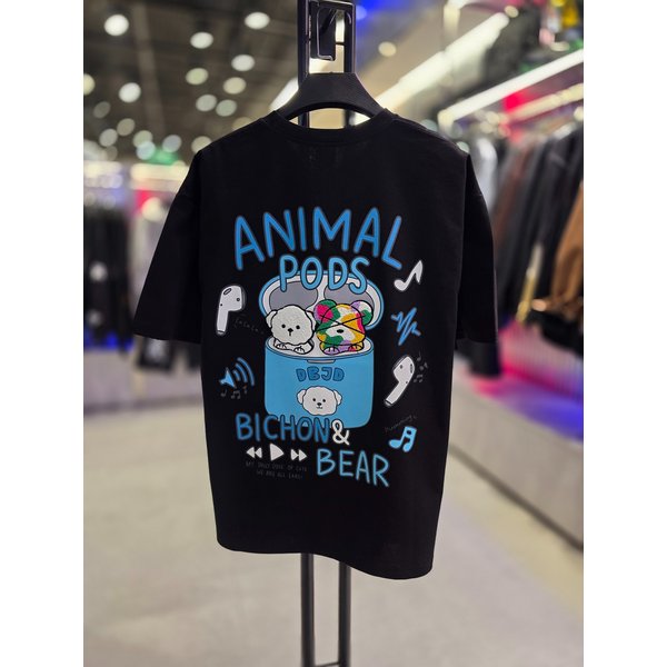 [시흥점] 26 남여공용 애니멀팟 부클 반팔티(블랙)/JHZK10304BK