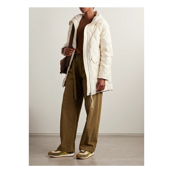 알레시아 후드 퀼팅 코튼 혼방 립스탑 다운 코트 오프 화이트 46376663162931375