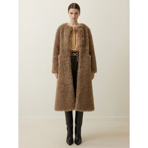 Teddy Fur Long Coat Brown