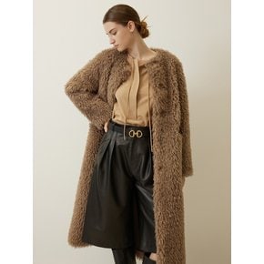 Teddy Fur Long Coat Brown