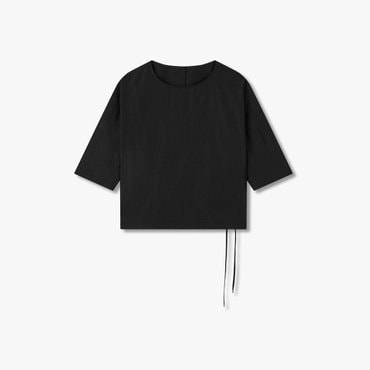 일라일 스트링 헴 벌룬 핏 블라우스-블랙(IA15260420)