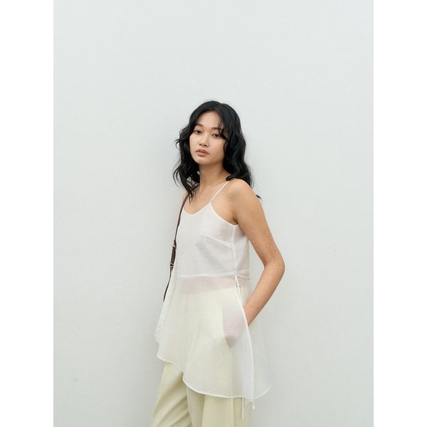 UNBALANC FRILL SLEEVELESS TOP BLACK MBESTO015BK
