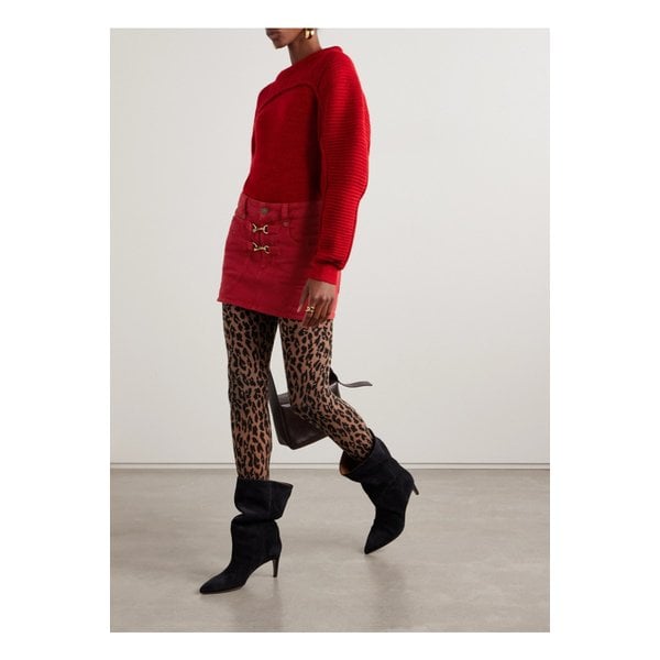 폴리나 장식 데님 미니 스커트 레드 1647597343381257