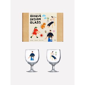 바스크 디자인글래스190 와인잔 고블렛잔 겸용 선물세트(2P)