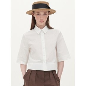 crease cotton crop shirt_white