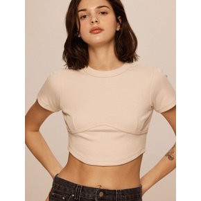 Beige Bustier Crop Tee