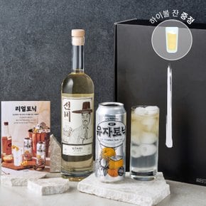 하이볼 선물세트(선비진 오크 750ml+전용 하이볼 잔+유자토닉)(+선물용 가방 포함)