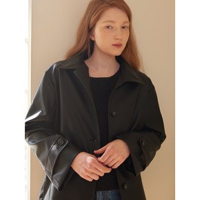 Leather Half Coat Black