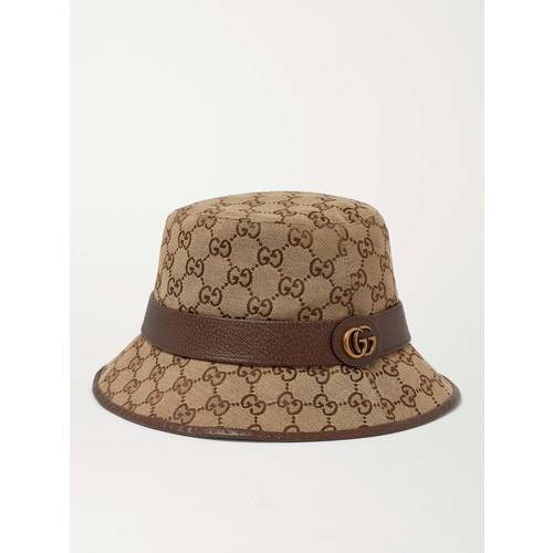 [해외배송] GUCCI 레더 모노그램 캔버스 버킷 모자 5765874HG62 B0080090839