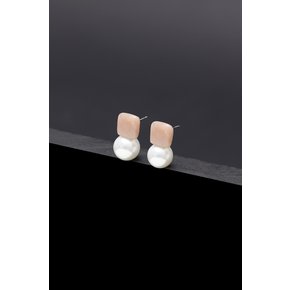 Peachmoonstone White Pearl Earrings 12mm [Option-귀찌 Earclip]