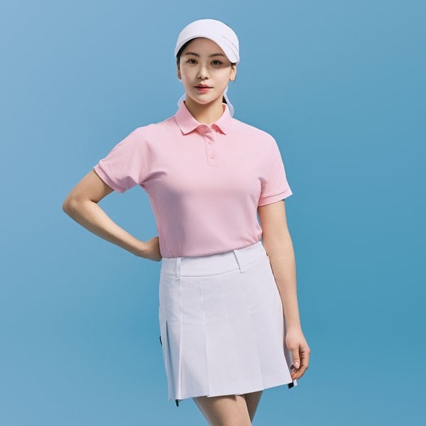 [부산점] 여성 폴리 피케 배색 카라 반팔 티셔츠 라이트핑크