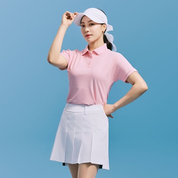 [부산점] 여성 폴리 피케 배색 카라 반팔 티셔츠 라이트핑크